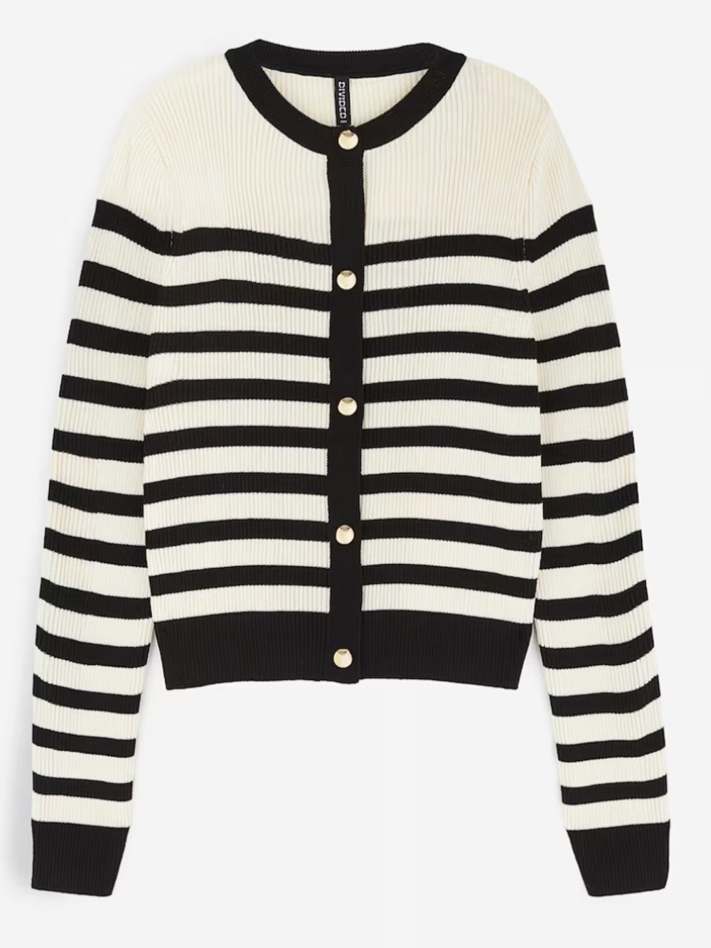H&M Cream and Black ribbed striped button front cardigan small